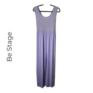 2120. NWOT BE STAGE SLEEVELESS JUMPSUIT SMOCKED TOP HALF AND WIDE LEG BOTTOM